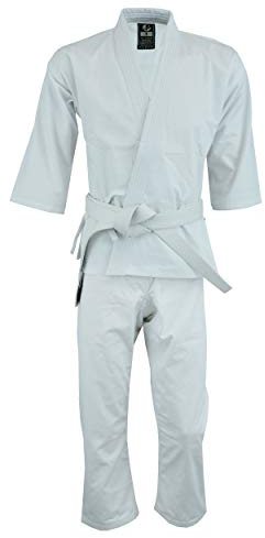 ULTIMATE FIGHT GEAR UFG Middle Weight Karate Uniform Gi - Kids Adults Unisex (Belt Included) (White, 4)
