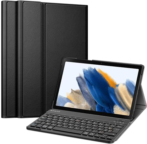 FINTIE Clavier pour Samsung Galaxy Tab A8 10.5 Pouces 2022/2021 - Clavier AZERTY Bluetooth sans Fil, Housse Rigide et Fine Étui Multipositions, Noir