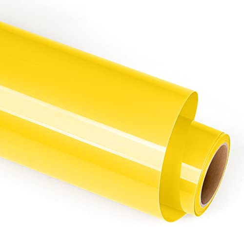 Lya Vinyl Heat Transfer Vinyl, 12 x 6FT(30.5cm x 183cm) Yellow Iron on Vinyl for Cricut, Silhouette Cameo, HTV Roll for Cloths, Hats, Fabric(Yellow)