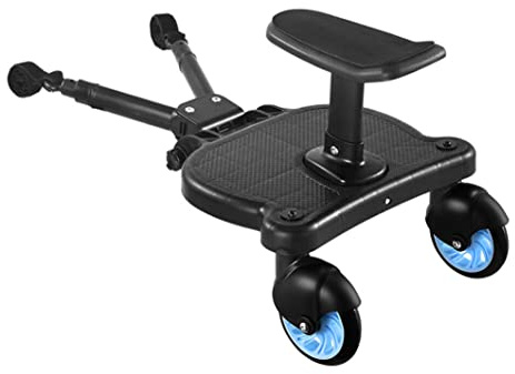 Buggy Board with seat, Standing Board, Toddlers Stroller Board Kiddy Board Stable Two Wheel Design with Seat, Standing Board fits Any Pushchair Available (Blue)
