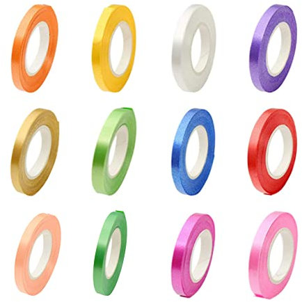 5mm Wide Curling Ribbon Set,12 Rolls Balloon Curling Ribbon,12 Colors Curling Balloon String Gift Wrapping Ribbon Bow Ribbon for Party Wedding DIY Festival Crafts (10m/Roll)