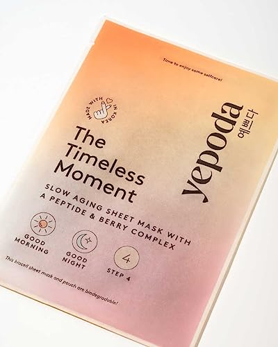 Yepoda The Timeless Moment, Maschera in Tessuto con Peptidi Slow-Aging, Idratante e Rivitalizzante, Maschera Coreana Vegana Clinicamente Testata su Tutti i Tipi di Pelle, 25 ml