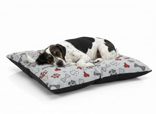 Colchoneta para Perros: Cama Perros Suave y Cómoda, Lavable, Ideal para Descanso y Sueño - Cuna Perro Hecha en España (Gris Multicolor, 70X50X10)