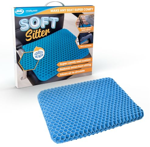 JML Soft Sitter Honeycomb Cushion - Gel Seat Cushion for Support and Flexibility, Home, Office, Gaming and Car Seat Pads - Lightweight, Durable, Breathable for All-Day Comfort and Posture, Blue