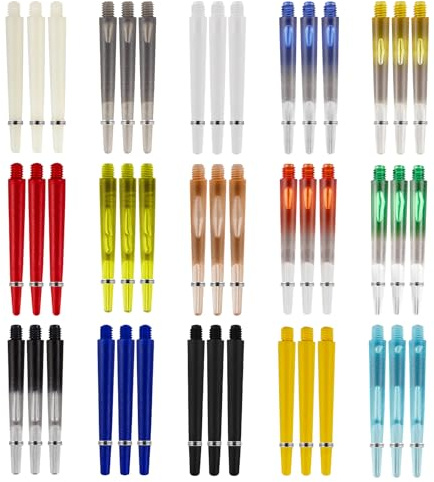 45 Pcs Dart Stems - 15 Colours Threaded Short Dart Stems Shafts with Ring, Easy to Grip 2BA Thread Medium (45mm)