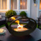 JHY DESIGN Chimenea de Mesa Ovalada Negra