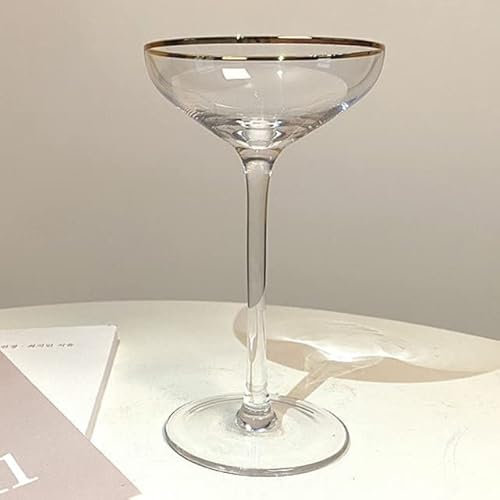 Bicchiere da vino in vetro da 150 ml Contorno artistico a forma di piatto dorato Bicchiere da champagne Calice di cristallo senza piombo Cocktail Dessert Tazza da vino Vino rosso Rosa Bicchieri