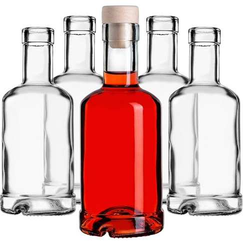 KADAX Glasflaschen mit Korken, 250ml, 10 Stück, kleine Flaschen zum Befüllen von Likör, Weinflaschen, leere Likörflaschen aus Glas, Schnapsflaschen