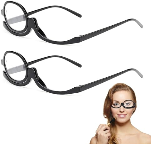 Makeup Reading Glasses for Women, +3.5 Magnifying Cosmetic Reading Glasses 350 Degrees Rotatable Make up Glasses Eye Makeup Glasses Make Up Glasses Flip 3.5 for Women Girls (Black-2PCs, 3.5, x)