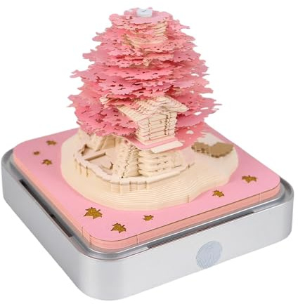 3D Tear-Off Calendar 2026 - Cherry Blossom Tree Paper Carving | Daily Notepad, DIY Desk Art & Gift (Pink)