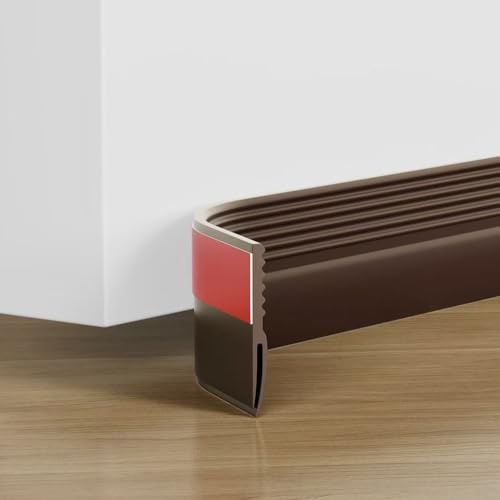 FFPMYF Tür Zugluftstopper Türdichtung Selbstklebend - 4.5x100cm Türbodendichtung, Durchzugstopper für Türen (Braun)