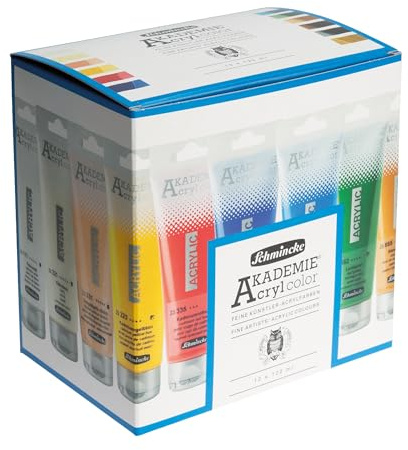 Schmincke AKADEMIE Acryl Set 12 x 120 ml-Tuben kadmiumfrei, 76 780 097