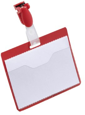Durable Namensschild (mit Clip, 60 x 90 mm, Kunststoff) Packung à 25 Stück, rot, 810603