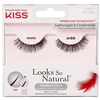KISS Look So Natural Collection 1 Pair of False Lashes, Iconic, Lightweight and Comfortable with Tapered End Technology includes Lash Glue
