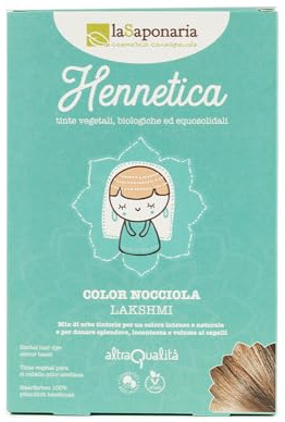 La Saponaria | Hennetica Tinta Vegetale, Mix di erbe tintorie per un colore intenso e naturale, Effetto volumizzante, Vegano, Equosolidale, 100 gr (nocciola, 100 g)