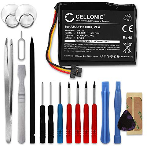CELLONIC, Battery for Navigation, compatible with TomTom Go 500, Start 60 EU, VF6D (3.7V, 1020mAh) + Tool set