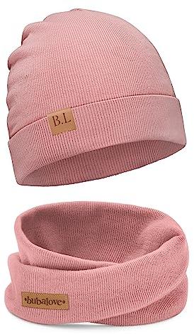 Bubalove - Mütze und Schal Set - Baumwollmütze - Kragen für Baby - Baumwollmütze und Halswärmer - Strickmütze - Mütze und Schals - Kinder Kindermütze