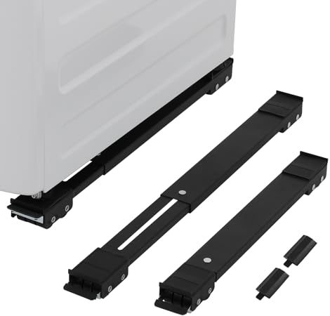 SMONTER Heavy Duty Appliance Rollers, Extendable Washing Machine Stand Furniture Rollers Mobile Fridge Base Furniture Sliders for Refrigerators Washer and Dryer Support 660 lbs, Black