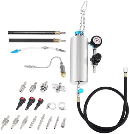 Hihaha Fuel Injection Systems Cleaning Tools for Petrol EFI Throttle/Front Fuel System Cleaner Kit 600ML 140PSI C80 for Car/Durable Metal / 1Set Silver Tone