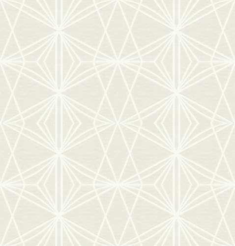 FunStick Papel Pintado Blanco Geométrico Papel Pintado Autoadhesivo Rayas Beige Papel Pared Dormitorio Blanco y Beige Rómbico Papel Adhesivo Muebles Blanco Papel Tapiz Paredes Comedor Beige 44.5CM×3M