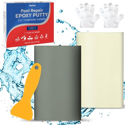 Masilla Epoxi, 227g Masilla ReparacióN Piscina, 2 Parte Masilla Epoxi Utilizado Para Reparar Fugas, Grietas, Reparar, Llenar, Grabar, Disponible Bajo El Agua - Metal Baldosas CeráMica Concreto(Gris)