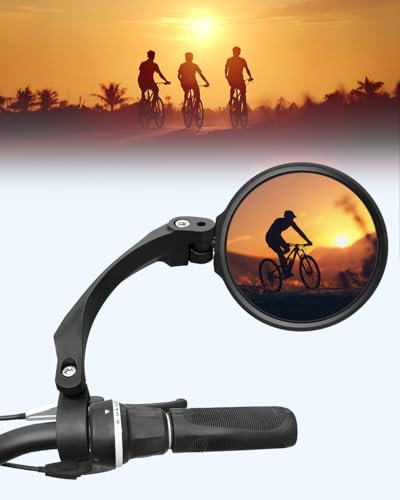 CEMOFE Bike Mirror Rearview Bicycle Handlebar Mirror Right Side Bicycle mirror 360°Adjustable Fits for 18-22mm Mountain Road Bike Scooter Round 1pc