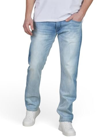 Replay Jeans Herren Stretch Straight Fit Grover Jeanshose Hose Denim, Länge:34L, Farbe:Light Blue Denim (MA972Z.000.917.010), Weite:36W