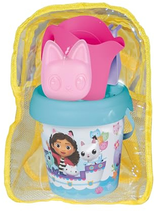 Smoby - Mochila Gabby de Playa con Cubo Completo con tamiz, rastrillo, Pala, regadera y Molde, 66% Material Reciclado, A Partir de 18 Meses, Juguete de Playa (7600862213)