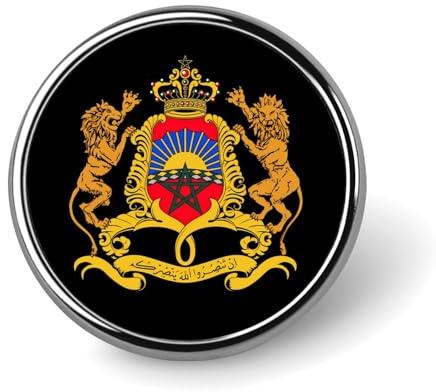 Broche ronde avec armoiries du Maroc, épinglette, cravate, costume, robe, accessoires de mariage, anniversaire, pour hommes et femmes