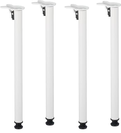 Relaxdays Patas para Mesa, Set de 4, 71 x 5 cm, Plegables, Soportes Tableros, Escritorios, Hierro, Abatibles, Blanco