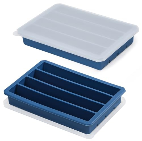 Webake Cubitera de silicona grande con 4 huecos y tapa, 15 x 2 cm, para bebidas deportivas y botellas de agua