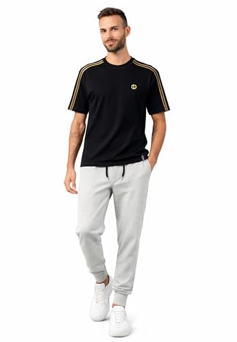 Intimitaly Tuta Uomo Sportiva, Maglia in Cotone e Pantalone in French Terry, Regular Fit, per Palestra e Tempo Libero (IT, Testo, XXL, Regular, Regular, GCM71 NERO GRIGIO)