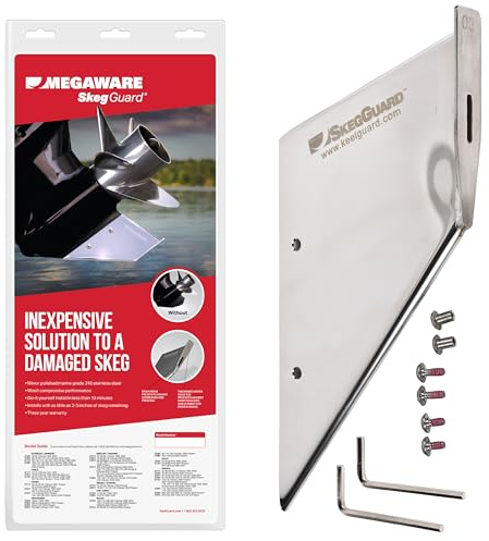 MEGAWARE KEELGUARD 27341 SKEGGUARD Fits Mercury Mariner 40-50-60hp 2 & 4 Stoke Small 3.44 Torpedo 1991-Present, 316 Marine-Grade Stainless Steel Guard Protector with Drain, Prevent Skeg Damage, DIY