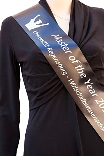 Schärpe für sie oder ihn mit Ihrem individuellen Aufdruck in vielen Farben und für jeden Anlaß: JGA, Baby-Shower, Silber-Hochzeit, die Nr. 1 in Qualität und Individualsierung, Farbe:schwarz