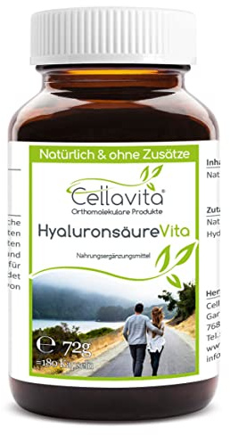 Cellavita Capsule di Acido Ialuronico Vita | Vegano, Pur, Naturali, Pfanzisch | (180 capsule)