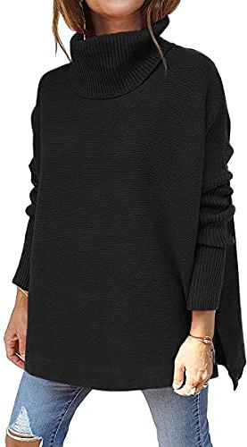 LILLUSORY Oversized Turtleneck Pullover Sweater Women 2026 Long Tunic Cozy Winter Trendy Plus Size Poncho Cowl Neck Cute Casual Early Fall Fashion Must Have Work Old Money Clothes Outfit Clothing