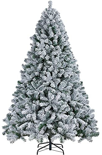 Yaheetech 228 cm 1284 Puntas Árbol de Navidad Artificial Esmerilado Árbol Decorativo con Nieve y Soporte