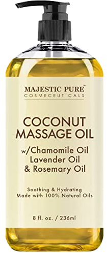 MAJESTIC PURE Coconut Massage Oil for Massage Therapy - Refreshing, and Relaxing - Natural Oils - for All Skin Types - Men and Women - 8 fl oz