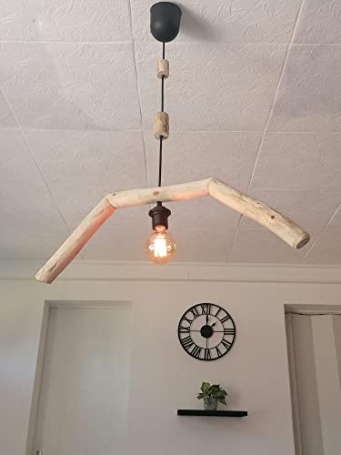 Lustre Arc en bois flotté, suspension luminaire en bois flotté, lampe suspendue contemporaine, lampe de plafond, éclairage en bois