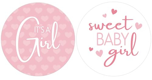Pink It’s a Girl Baby Shower Stickers, Sweet Baby Girl Shower Party Favor Labels - 40 Count