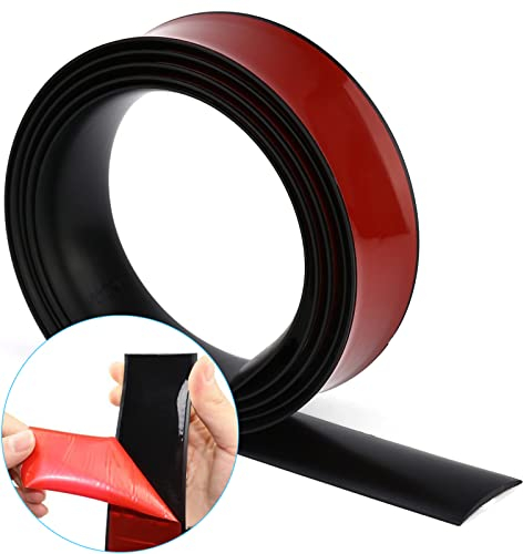 ZSRedHong Schwarz PVC Bodenübergangsleiste | Wasserdicht Selbstklebend Vinyl Übergang Sschiene | Ungelochte Abdeckleiste | Bodenprofil | Türschwelle Zum Kleben 5 m