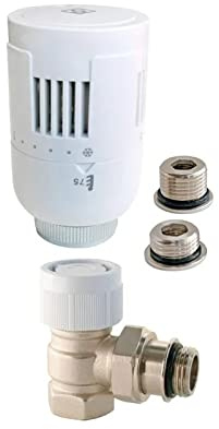 SOMATHERM FOR YOU - Rubinetto Termostatico T303 Angolare Universale 3/8 (12x17) o 1/2 (15x21) - Testa Termostatica a Liquido M30x1,5 - Corpo in Ottone Nichelato - Multicolore