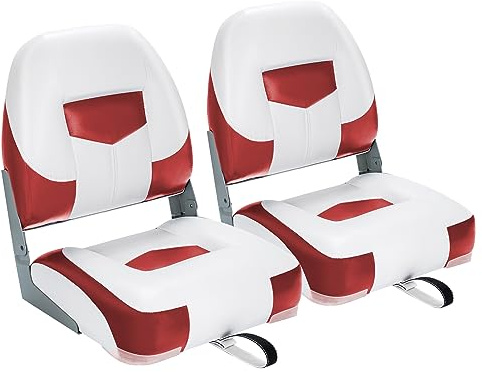 GOPLUS 2er Set Bootssitz, Bootsstuhl mit Klappbarer Rückenlehne, Hochelastischer Schaumstoff, PVC, PP, Wetterfest, Langlebig und Wasserdicht, UV- Beständig, Anglerstuhl für Yachten & Boote