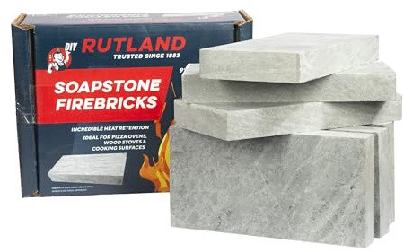 Rutland Speckstein Schamottesteine Premium Schamottsteine für Holzkamin & Holzöfen Blaugrau 2700+ F 6er Box