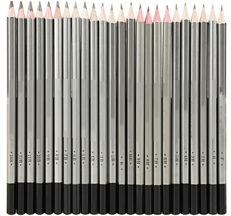 ANKROYU 24 Stück Skizzenstifte, Zeichenstifte in Künstlerqualität, Graphitstifte 9H 14B, Farbige Farbstifte Für Skizzen, Zeichnungen, Schattierungen, Kunstbedarf