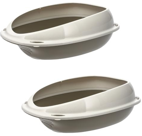 2er Set Katzenklo ohne Deckel Doppelpack Katzentoilette mit Rand Sparpaket Katzen WC 2er Set Schalentoilette 57x40x19 cm Katzentoiletten
