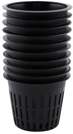 Nikou Cestino per Piantare, 10 Pezzi per Vasi in Rete Resistente, Vasetti per Piantine Cestini per Tazze, Piante Idroponiche, Coltivazione Clone, Giardinaggio(Nero)