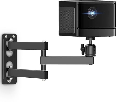 Jubor Faltbarer Projektor Wandhalterung, Verstellbare Projektorhalterung 360° Drehbar, Deckenwand Beamer Halterung, Metall Projektor Ständer mit 1/4 Gewinde für Heimkino, Spielzimmer, Büro