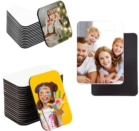 40 Pezzi Calamite Magneti Personalizzati, Magnete Per Sublimazione, Calamite Personalizzate Con Foto, Calamite Frigorifero, Superficie Liscia e Lucida, Due Forme, Adatto per i Regali di Festa
