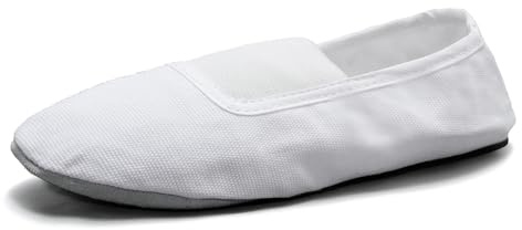 MSMAX Kid Gymnastic Shoes Girls Canvas Trampoline,Tumbling,Agility Gym Shoe,White,1.5 M US Little Kid